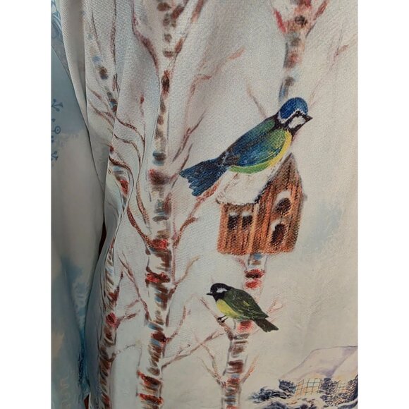 Cactus Winter Bird Print Long Sleeve Top XL - Picture 3 of 9